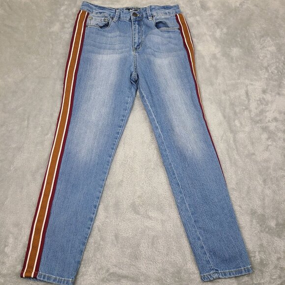 Dollhouse High Waist Skinny Jeans Size 13 W31 L27 Light Wash Denim, Striped Side - Picture 1 of 8